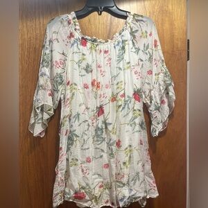 Floral Print Ruffle Sleeve Blouse